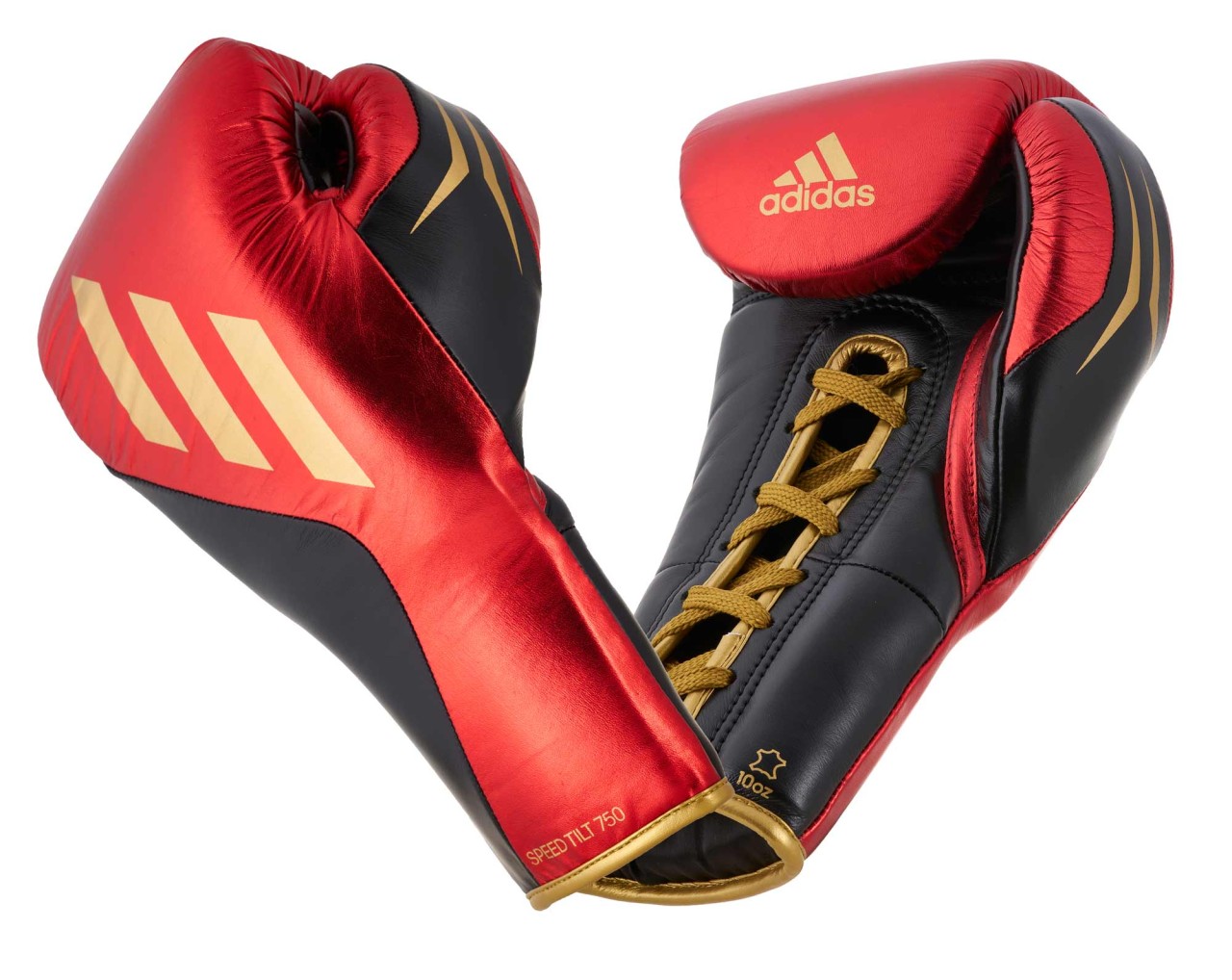 ADIDAS SPEED TILT 750pro Wettkampf Boxhandschuhe Leder schwarz/rot/gold metallic