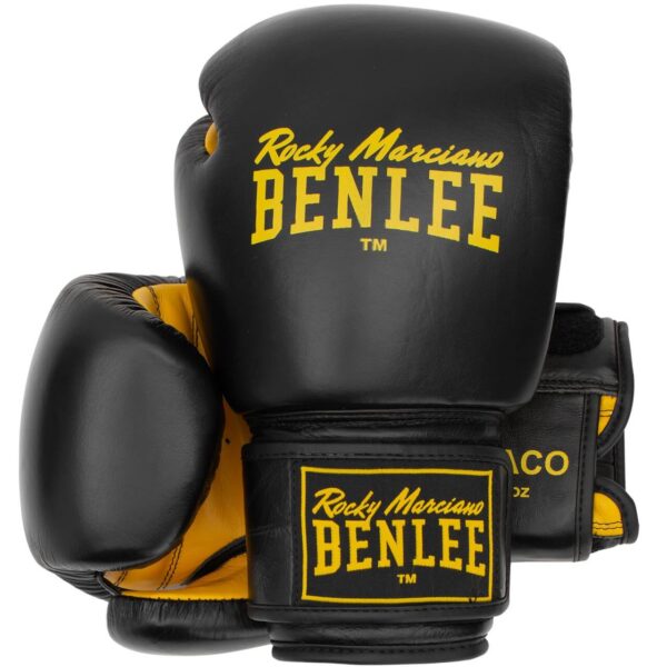 BENLEE Boxhandschuhe DRACO aus Leder Black/yellow
