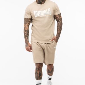 LONSDALE T-Shirt & Shorts Set Black/Beige