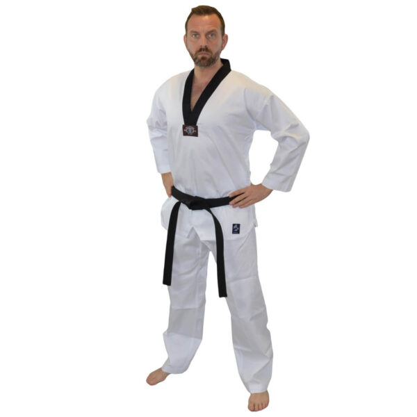 Taekwondo Anzug Master Dobok weiß Schwarzes Revers